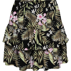 Only Μίνι Φούστα Υφασμάτινη Ψηλόμεση Πλισέ Floral Μαύρη Πράσινο Mint 15372459