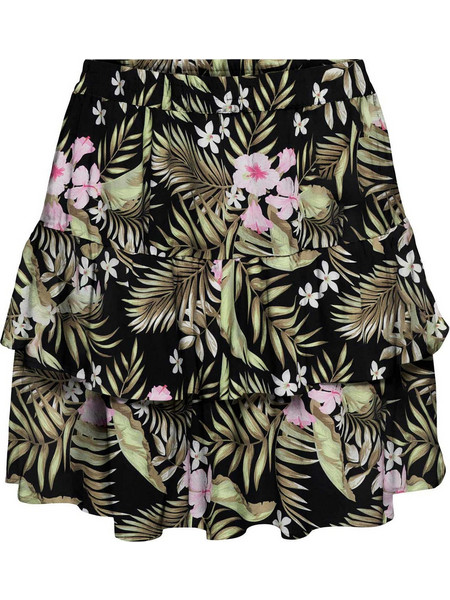 Only Μίνι Φούστα Υφασμάτινη Ψηλόμεση Πλισέ Floral Μαύρη Πράσινο Mint 15372459