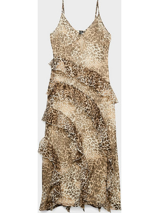 Vero Moda Midi Καλοκαιρινό Φόρεμα για Γάμο / Βάπτιση Μπεζ 10346307