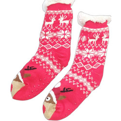 Ider X-Mas Deer Χριστουγεννιάτικες Fleece Ανδρικές Κάλτσες Ψηλές Κόκκινες 2517