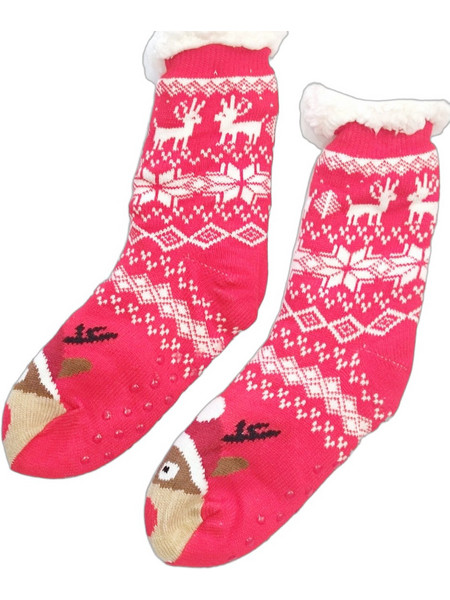 Ider X-Mas Deer Χριστουγεννιάτικες Fleece Ανδρικές Κάλτσες Ψηλές Κόκκινες 2517