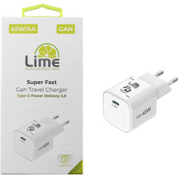 Lime LGC45W Φορτιστής χωρίς Καλώδιο με Θύρα USB-C 45W Quick Charge 3.0 & Power Delivery
