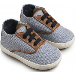 Babywalker Βαπτιστικά Sneakers για Αγόρι Υφασμάτινα Ανατομικά Γαλάζια Καφέ EXC5065