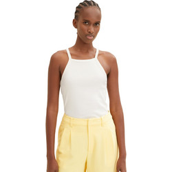 Tom Tailor Γυναικείο Καλοκαιρινό Top Ριπ Λευκό 1035368-10348