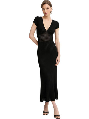 Guess Kendall Maxi Βραδινό Φόρεμα Ριπ Μαύρο W6GK86Z0693-JBLK