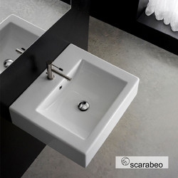 Scarabeo Square/50A Επικαθήμενος Κρεμαστός Νιπτήρας Μπάνιου Πορσελάνης 51x45.2cm Λευκός 9502-8025A-300