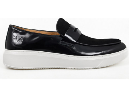 Versace Ανδρικά Μοκασίνια Loafers Δερμάτινα Μαύρα YOF619