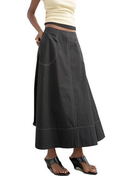 Topshop Millie Μακριά Φούστα Υφασμάτινη Ψηλόμεση Μαύρη 31001693