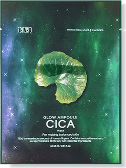 Tenzero Glow Cica Sheet Μάσκα Προσώπου για Ενυδάτωση & Καταπράυνση 1τμχ
