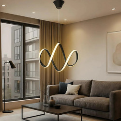 Stewe Home Dolce Κρεμαστό Φωτιστικό Οροφής Μονόφωτο LED με Ψυχρό Λευκό Φως Μαύρο Φ37x90cm 5600
