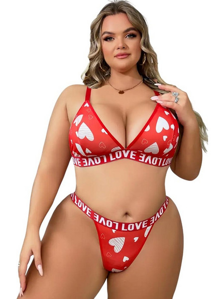 AnnaMu Σετ Sexy Εσώρουχα Κόκκινα A-1042