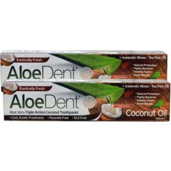 Optima Aloe Dent Coconut Oil T Οδοντόκρεμες για Προστασία Ούλων Χωρίς Φθόριο 2x100ml