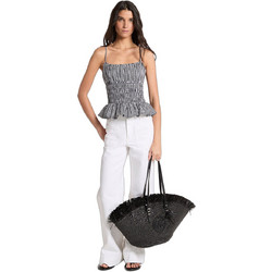 Michael Kors Γυναικείο Καλοκαιρινό Crop Top Βαμβακερό Λευκό Μαύρο MS640ZXKQP-048