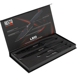 Resto Kitchenware Leo Σετ Μαχαίρια από Ανοξείδωτο Ατσάλι με Θήκη 4τμχ