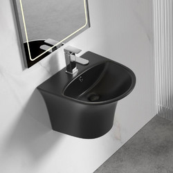 Inter Ceramic Κρεμαστός Νιπτήρας Μπάνιου Πορσελάνης 48x46x37cm Μαύρος ICC4746MB