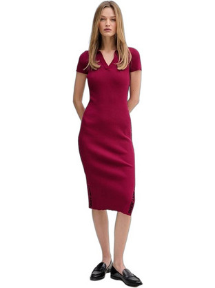 DKNY Midi Καλοκαιρινό Καθημερινό Φόρεμα Μπορντό DJ6R0542-71E2