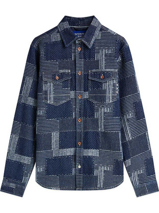Scotch & Soda Ανδρικό Πουκάμισο Βαμβακερό Μακρυμάνικο Κανονική Γραμμή Navy Μπλε 184207