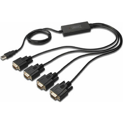 Digitus DA-70159 Καλώδιο 4 x RS-232 DB9 Male to USB-A 1.5m Black