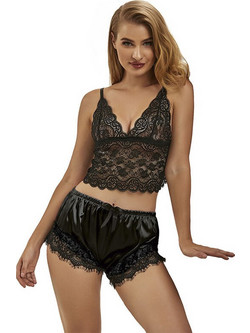 Subblime Sexy Two Piece Set See Through με Δαντέλα Μαύρο 953942