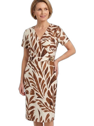 Fibes Fashion Midi Καλοκαιρινό Καθημερινό Φόρεμα Κρουαζέ Εκρού 05-9599