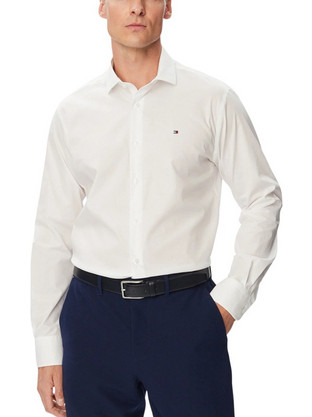 Tommy Hilfiger Ανδρικό Πουκάμισο Βαμβακερό Μακρυμάνικο Κανονική Γραμμή Λευκό MW0MW45307-YBR