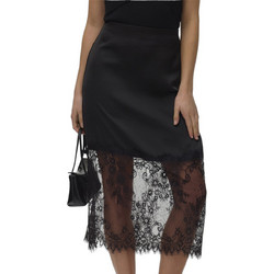 Vero Moda Μίντι Φούστα Σατέν Ψηλόμεση Μαύρη 10352633
