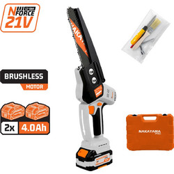 Nakayama Pro EC1214X44C Κλαδευτικό Αλυσοπρίονο Μπαταρίας 21V 1.3kg με Λάμα 20cm 2x4Ah