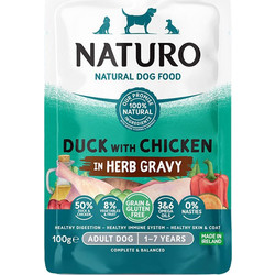 Naturo Adult Grain & Gluetn Free with Duck & Chicken in Herb Gravy 100gr