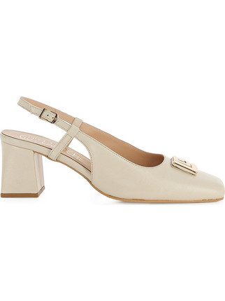 Guy Laroche Γόβες Slingback Δερμάτινες με Χοντρό Χαμηλό Τακούνι Μπεζ 786S26A84969