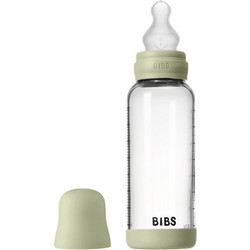 BIBS Γυάλινο Μπιμπερό με Θηλή Σιλικόνης κατά των Κολικών 0+ Μηνών Mint Green 225ml