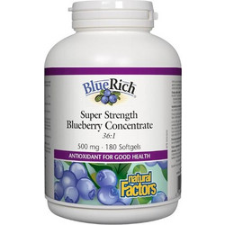 Natural Factors Bluerich Super Strength Blueberry Concentrate 500mg 180 Μαλακές Κάψουές