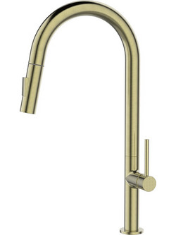 Karag Nola 10887-652-O Μπαταρία Κουζίνας Πάγκου Διπλής Παροχής Ανάμεικτη με Ντουζ Χρυσή