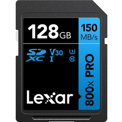 Lexar 800x Pro SDXC 128GB Class 10 U3 V30 UHS-I 150MB/s