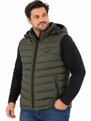 Double Αμάνικο Ανδρικό Μπουφάν Χειμωνιάτικο Puffer Χακί SMJK-2104