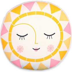 Petit Monkey Sun Παιδικό Διακοσμητικό Μαξιλάρι 100% Βαμβάκι Ροζ Κίτρινο