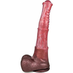 FAAK Big Stallion Dildo με Βεντούζα & Όρχεις 34.5cm Ροζ Γκρι