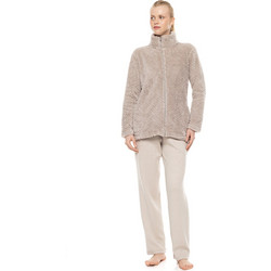 Pink Label Γυναικεία Ρόμπα Χειμωνιάτικη Fleece Μπεζ W2050
