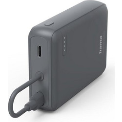 Hama 201739 Power Bank 10000mAh με Ενσωματωμένο Καλώδιο USB-C Anthracite