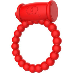 Beaded Mokko Toys Ελαστικό Δαχτυλίδι Πέους Σιλικόνης με Δόνηση 41mm Κόκκινο