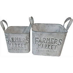 Artekko Planter Σετ Κασπώ Κουβάδες Εξωτερικού Χώρου Μεταλλικά 27x17x25cm 2τμχ 742-2607
