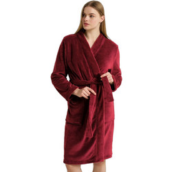 Vamp Γυναικεία Ρόμπα Χειμωνιάτικη Fleece Μπορντό 25280