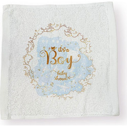 Bonjour Bebe Boy Baby Shower Βρεφική Λαβέτα Ώμου 100% Βαμβακερή Λευκή Γαλάζια