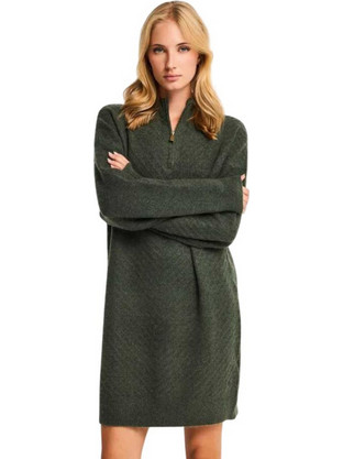 Funky Buddha Mini Καθημερινό Φόρεμα Πλεκτό Κυπαρισσί FBL014-102-13
