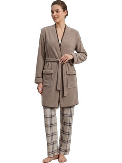 Harmony Γυναικεία Ρόμπα Χειμωνιάτικη Fleece Μπεζ 411701