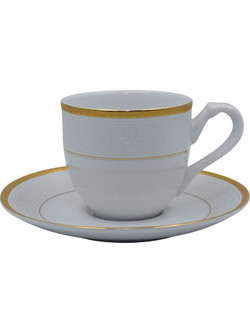 Bohemia House Σετ Φλιτζάνια Espresso & Ελληνικού Καφέ Πορσελάνης Λευκά Χρυσά 100ml 6τμχ 77-126136C