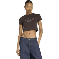 Adidas Studded Cali Γυναικείο Αθλητικό Crop Top Σοκολατί KT4670