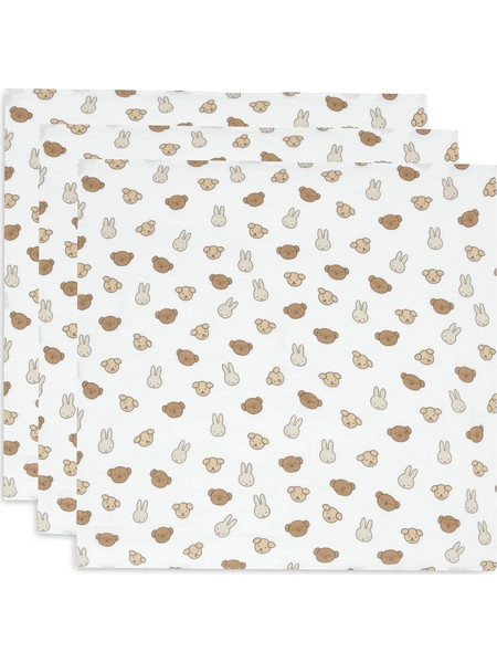 Jollein Miffy & Friends Πάνες Αγκαλιάς από Μουσελίνα Λευκές 70x70cm 3τμχ