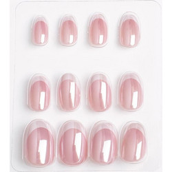 Ροζ Glitter Σχέδια Oval Tips Νυχιών 12τμχ