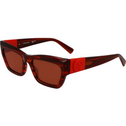 Longchamp LO763S-607 Γυναικεία Γυαλιά Ηλίου Τετράγωνα Κοκάλινα Ταρταρούγα με Κόκκινο Φακό