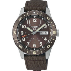 Seiko 5 Sports Ανδρικό Ρολόι Αυτόματο με Καφέ Υφασμάτινο Λουράκι HDB009K1J
